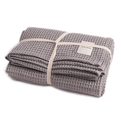 图片 Yucuss 100 % 纯棉华夫格毯子 (双面使用)  # 55445213    灰色 大号 (200 × 240 cm)